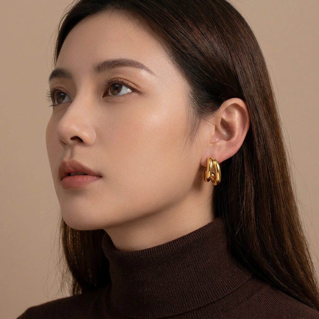 Duo Hoop Earrings Gold