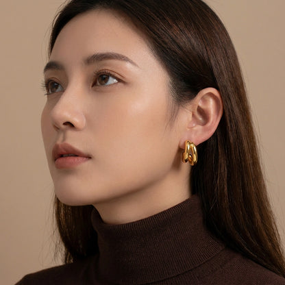 Duo Hoop Earrings Gold