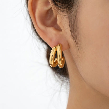 Duo Hoop Earrings Gold