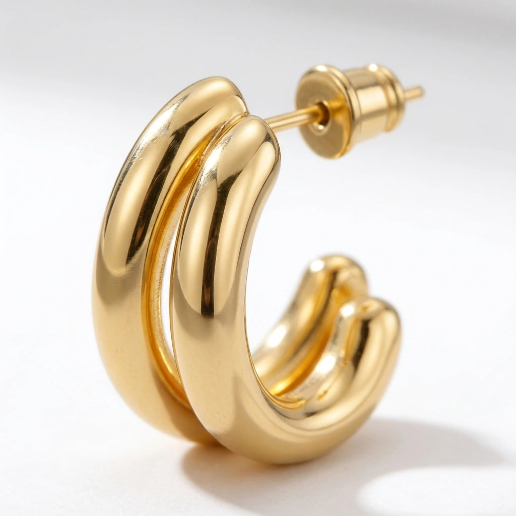Duo Hoop Earrings Gold