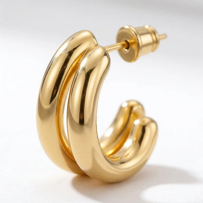 Duo Hoop Earrings Gold