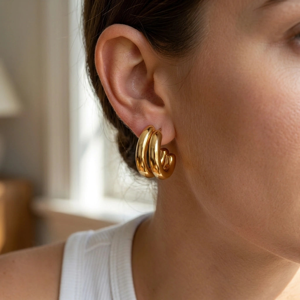 Duo Hoop Earrings Gold